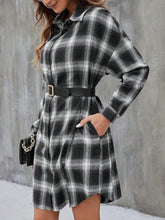 Women's Autumn Drop Shoulder Long Sleeve Plaid Casual Shirt